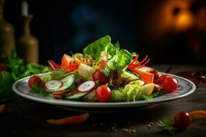 Vegetable salad. Healthy breakfast. Proper nutrition. Healthy food. Generative AI technology. photo