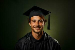 AI Generative young graduate with cap on solid color background photoshoot photo