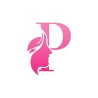 Initial P face beauty logo design templates vector