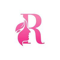 Initial R face beauty logo design templates vector