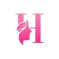 plantillas de diseño de logotipo de belleza de cara h inicial vector