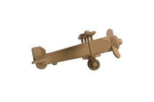 Isolated wooden airplane toy ready to fly photo