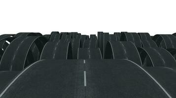 Winding black roads. Difficult paths to take concept. 3d rendering photo