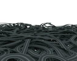 Tangled black roads. doubts about which way to go concept. 3d rendering photo