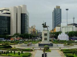 King Taksin Monument at Wongwian Yai Circle, Bangkok photo