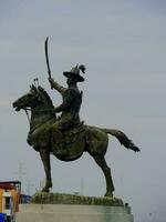 Rey tomando Monumento a wongwian yai círculo, Bangkok foto