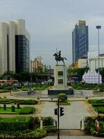 King Taksin Monument at Wongwian Yai Circle, Bangkok photo