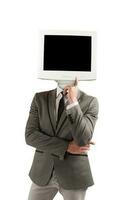 businessman with an old monitor in the head photo