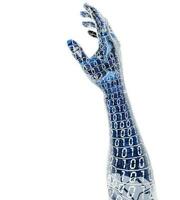 Artificial intelligence concept with an arm made of binary code photo