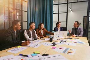 Group of business people have a meeting together in office photo