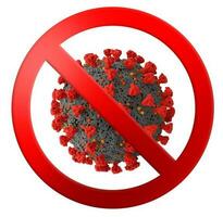 Signal of no access for covid-19 virus. Isolated on white background.3d rendering photo