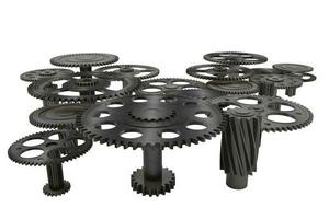 Pieces of gears. teamwork, partnership and integration concept. 3d rendering photo