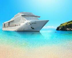 Big luxury cruise ship ready for summertime in a crystalline sea photo