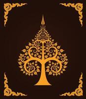 Bo tree with golden color and background for Buddhism vector