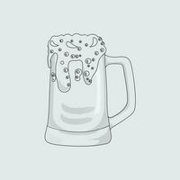 jarra con cerveza. internacional cerveza día. vector ilustración de un bosquejo estilo