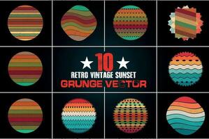 10 FREE RETRO VINTAGE SUNSET GRUNGE VECTOR