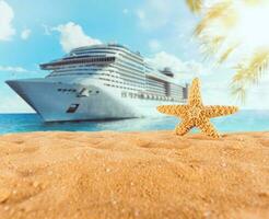 Background of isolated starfish on the golden beach photo