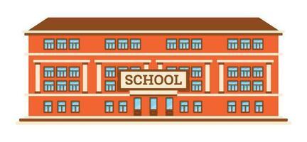 School Building Isolated on White Background. vector