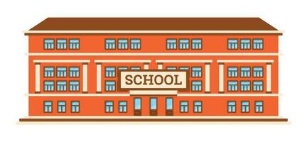 School Building Isolated on White Background. vector