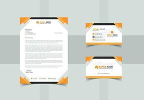 Simple letterhead and business card stationery kit for your business vector