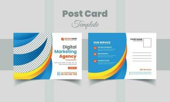 Digital marketing promotion postcard template and clean modern minimal postcard template, business postcard layout vector