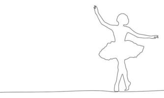 silueta de bailarina. concepto de danza ballet bandera. uno línea continuo minimalismo vector ilustración línea arte, describir.