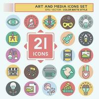 Icon Set Art and Media. related to Education symbol. color mate style. simple design editable vector