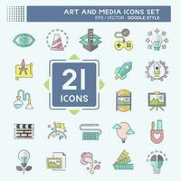 Icon Set Art and Media. related to Education symbol. doodle style. simple design editable vector