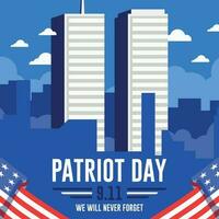 9 11 patriot day flat background template vector