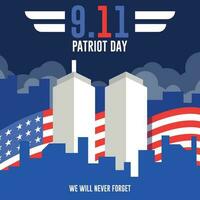 9 11 patriot day flat background template vector