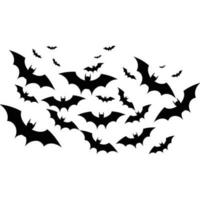 murciélagos en vuelo un rebaño de murciélagos altísimo mediante el noche cielo, víspera de todos los santos día, murciélago silueta vector