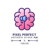 Neuro advertising gradient fill desktop icon. Human brain marketing. Consumer behavior. Pixel perfect 128x128, outline 4px. Modern colorful linear symbol. Vector isolated editable RGB element