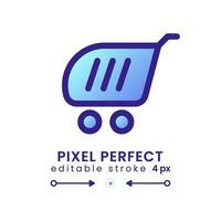 Shopping cart gradient fill desktop icon. Web store. E commerce. Online retail. Digital marketplace. Pixel perfect, outline 4px. Modern colorful linear symbol. Vector isolated editable RGB element