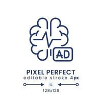 Electroencephalogram linear desktop icon. EEG monitoring. Neuromarketing tool. Pixel perfect 128x128, outline 4px. GUI, UX design. Isolated user interface element for website. Editable stroke vector