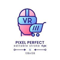 Virtual reality gradient fill desktop icon. Marketing strategy. Brand engagement. Pixel perfect 128x128, outline 4px. Modern colorful linear symbol. Vector isolated editable RGB element