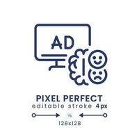 Neural engagement linear desktop icon. Emotional involvement. Marketing stimulus. Pixel perfect 128x128, outline 4px. GUI, UX design. Isolated user interface element for website. Editable stroke vector