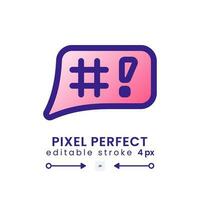 Speech bubble with symbols gradient fill desktop icon. Emotional communication. Online chat. Pixel perfect, outline 4px. Modern colorful linear symbol. Vector isolated editable RGB element