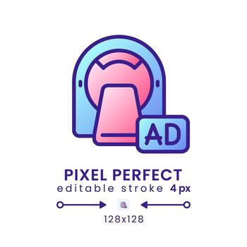 funcional magnético resonancia imagen degradado llenar escritorio icono. cerebro exploración. mri escáner. píxel Perfecto 128x128, contorno 4 píxeles. moderno vistoso lineal símbolo. vector aislado editable rgb elemento