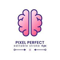 Human brain gradient fill desktop icon. Nervous system. Cognitive intelligence. Thinking skills. Pixel perfect, outline 4px. Modern colorful linear symbol. Vector isolated editable RGB element