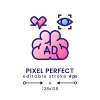 Biometrics gradient fill desktop icon. Ads improvement. Advertising research. Pixel perfect 128x128, outline 4px. Modern colorful linear symbol. Vector isolated editable RGB element