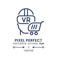 Virtual reality linear desktop icon. Marketing strategy. Brand engagement. Pixel perfect 128x128, outline 4px. GUI, UX design. Isolated user interface element for website. Editable stroke vector