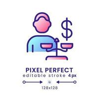 Behavioral economics gradient fill desktop icon. Decision making psychology. Nudge theory. Pixel perfect 128x128, outline 4px. Modern colorful linear symbol. Vector isolated editable RGB element