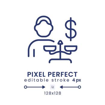Behavioral economics linear desktop icon. Decision making psychology. Nudge theory. Pixel perfect 128x128, outline 4px. GUI, UX design. Isolated user interface element for website. Editable stroke vector
