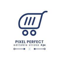 Shopping cart linear desktop icon. Web store. E commerce. Online retail. Digital marketplace. Pixel perfect, outline 4px. GUI, UX design. Isolated user interface element for website. Editable stroke vector