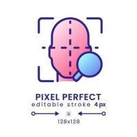 Facial coding gradient fill desktop icon. Face recognition. Measuring human emotions. Pixel perfect 128x128, outline 4px. Modern colorful linear symbol. Vector isolated editable RGB element