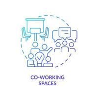 Co working space blue gradient concept icon. Startup culture. Professional community. Meeting people. Flexible work. Shared office abstract idea thin line illustration. Isolated outline drawing vector