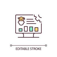 2D editable icon representing predictive analytics, isolated vector illustration, artificial intelligence in education concept.