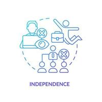 Independence blue gradient concept icon. Freedom of choice. Self motivation. No control. Job change. Digital nomad. Independent worker abstract idea thin line illustration. Isolated outline drawing vector