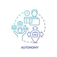 Autonomy blue gradient concept icon. Work life balance. Decision making. Freedom to choose. Work remotely. Self management abstract idea thin line illustration. Isolated outline drawing vector