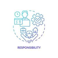 Responsibility blue gradient concept icon. Self discipline. Time management. Remote job. Work from home. Emotional intelligence abstract idea thin line illustration. Isolated outline drawing vector